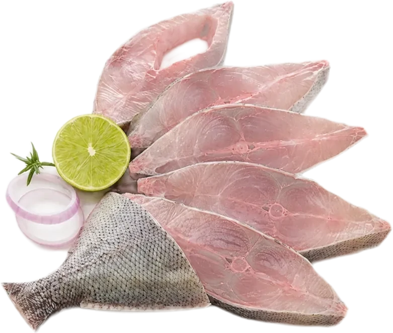 Fresh black pomfret slices with lime